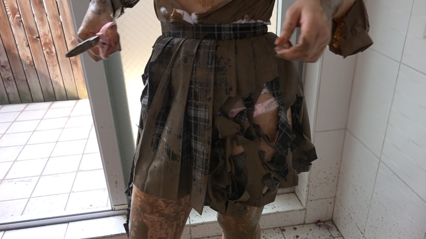 チェックプリーツ制服・切り裂き1 画像2