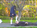 ブレザー制服少女が黒ストッキングとローファーで顔面土足踏みにじり！のサンプル画像9