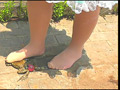 土で汚れたストッキング＆ナマ足でヒキガエルを踏み潰す サンプル画像6