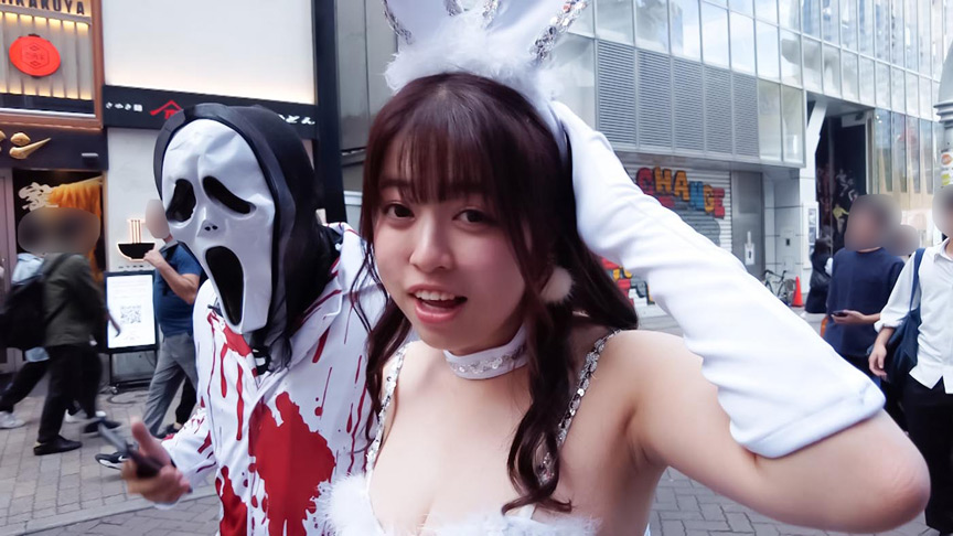 渋谷のハロウィンで見つけたパリピが挑戦！神乳バニー | DUGAエロ動画データベース