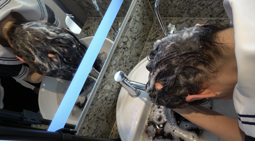 スーパーロングヘア女子○生の放課後シャンプー 洗髪 画像3